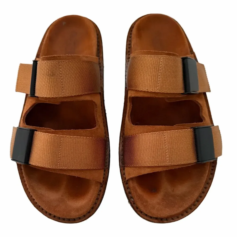 Buttero Double Strap Suede Sandals Chestnut Brown Sz US 8 = IT 41 Men’s